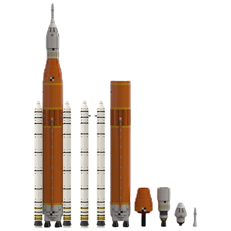 

MOC Space Series Launch System Artemis SLS Building Blocks Kits (1:110 Saturn V scale) Rocket Bricks Toy For Kids Best Gift