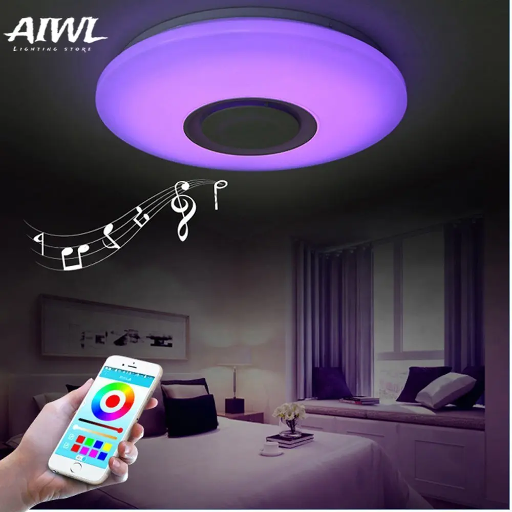 Nordic RGB Ceiling Light Ceiling Lamp Music with Bluetooth Speaker Dimmable Colors Changing Light Bedroom Living Room Light