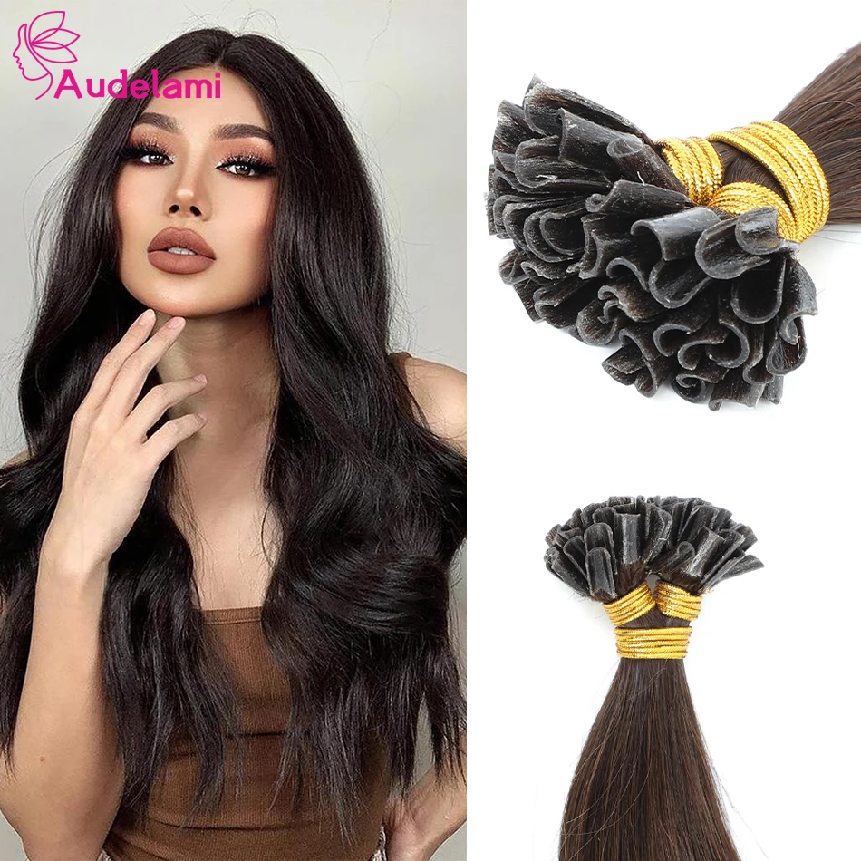 Audelami U Tip Наращивание волос Человеческие волосы для ногтей Для женщин 12-26 дюймов