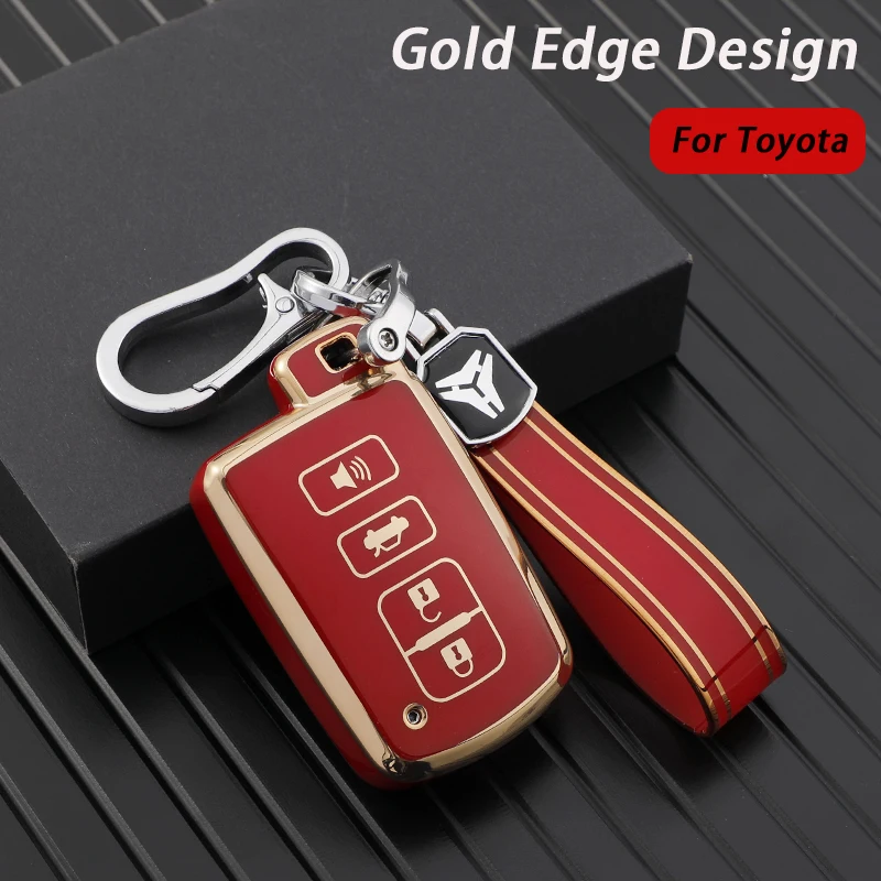 

TPU Car Remote Key Case Cover 4 Button Shell Fob for Toyota Avalon Camry Corolla RAV4 Highlander Auris CHR Land Cruiser Keychain