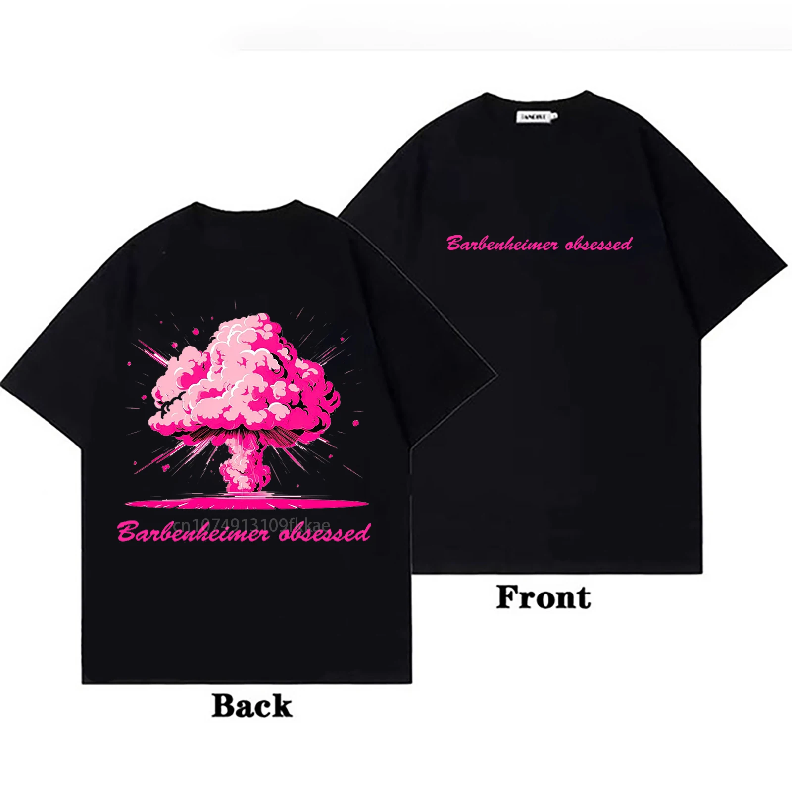 

Женская футболка с коротким рукавом и принтом на спине