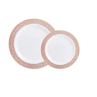 round western style disposable dishes ps plastic dinner plate bronzing color gold silver edge disposable plates kitchen supplies