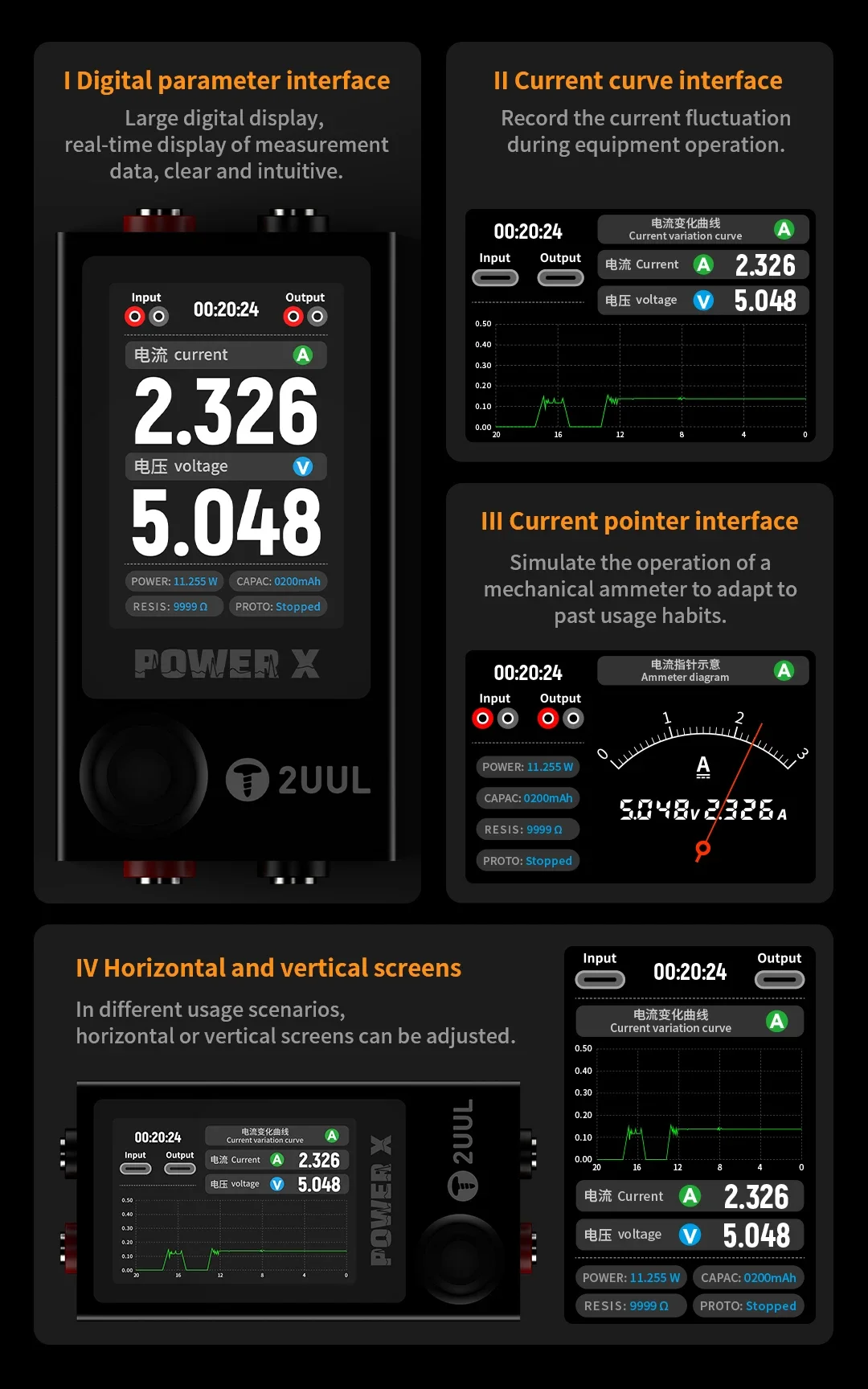 2uul power x PW11 высокоосвещенный полноцветный экран детектор силовой печатной платы: