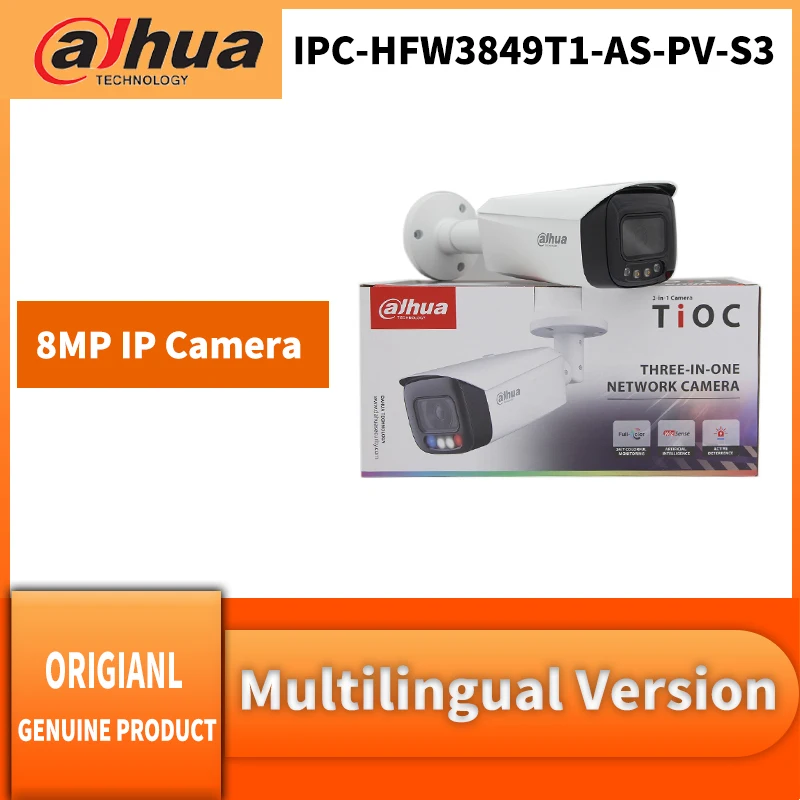 

Dahua IPC-HFW3849T1-AS-PV-S3 8MP полноцветная активная сдерживающая сетевая камера с фиксированным фокусным расстоянием WizSense