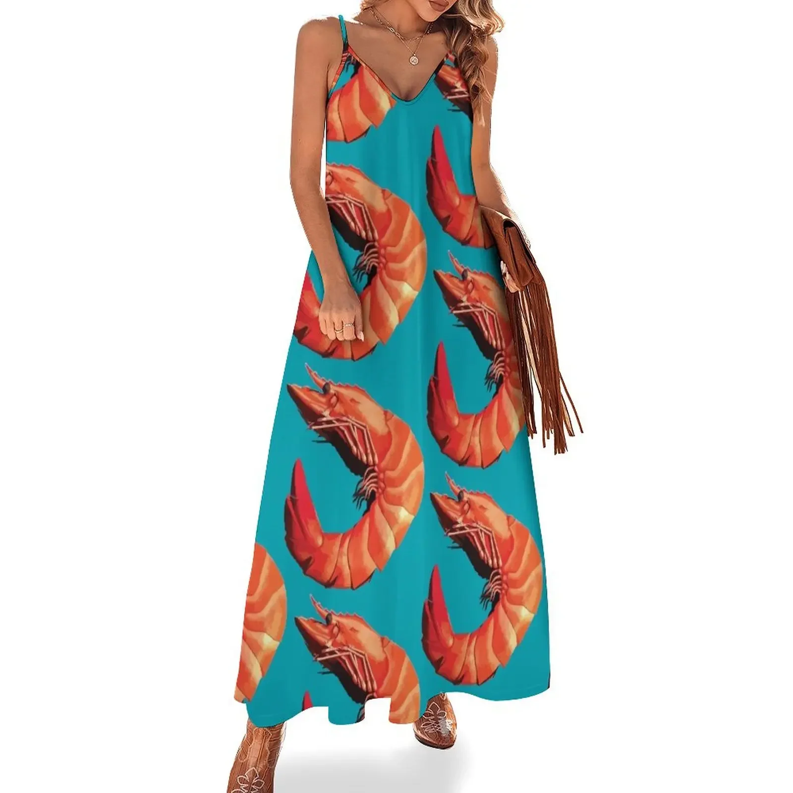 Платье без рукавов The Big Prawn женское платье элегантные платья летнее больших