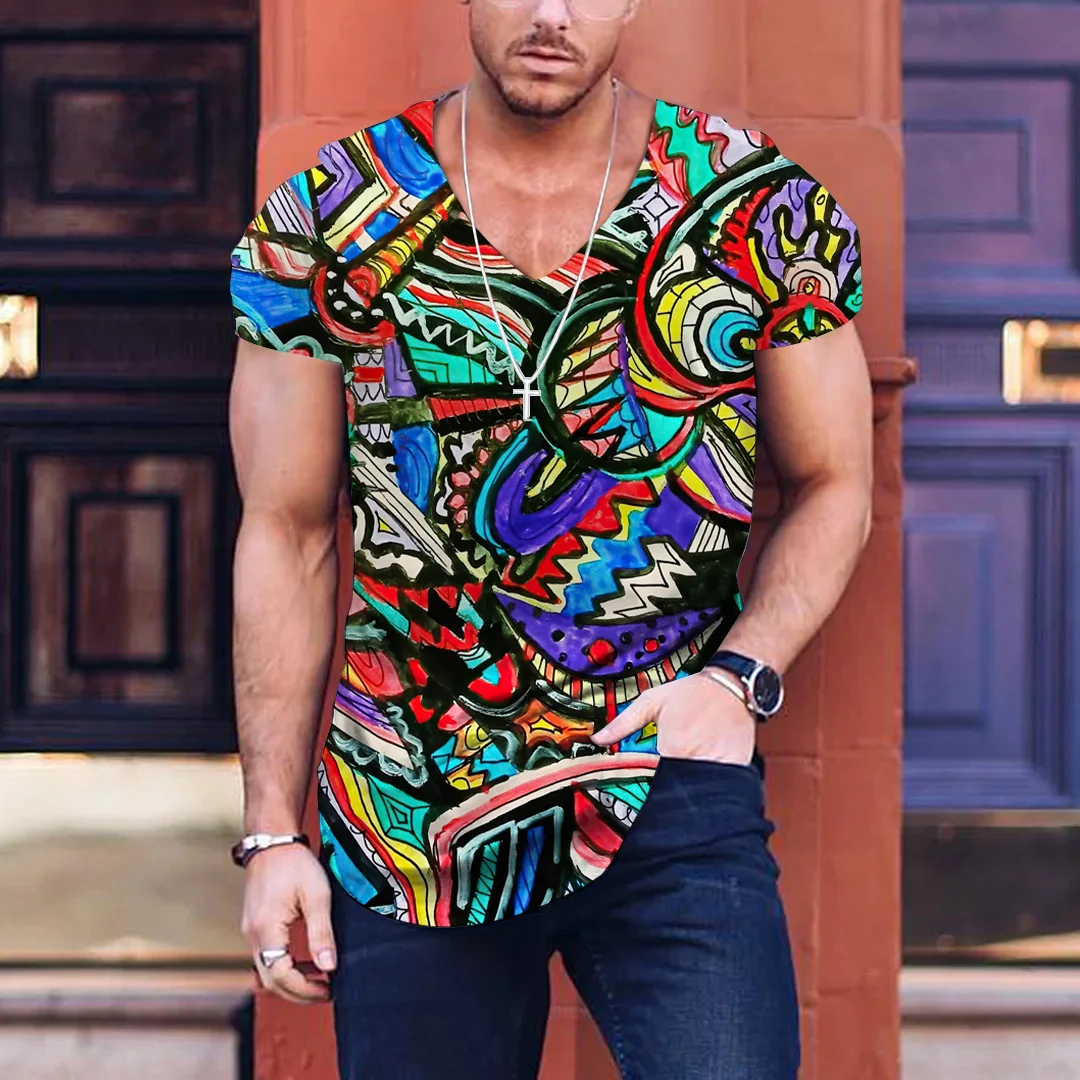 

Футболка мужская быстросохнущая с принтом льва и кота, рубашка оверсайз с V-образным вырезом, Модный повседневный топ с коротким рукавом, цвет черный, лето