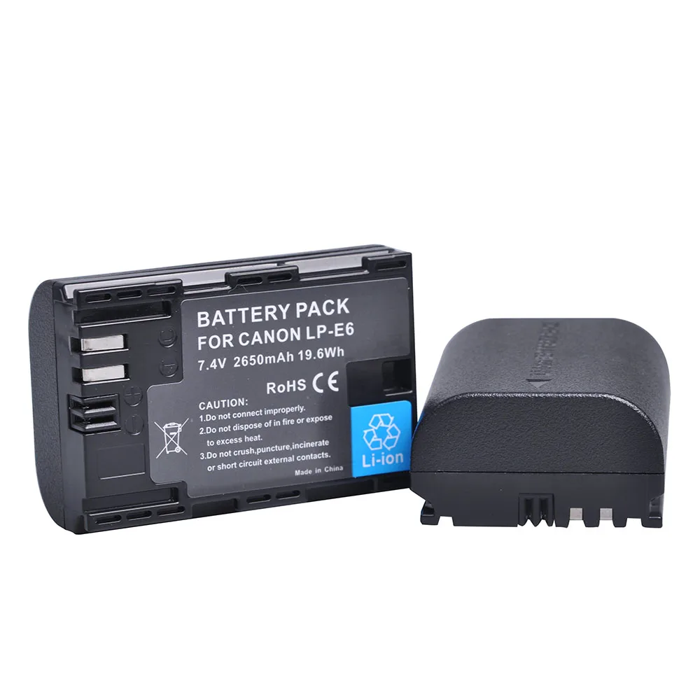 Фото Аккумулятор 2650 мАч LP-E6 (LPE6, E6N) + двойное зарядное устройство с LED-индикатором для камер Canon EOS 5DS R, 5D Mark II, 5D Mark III, 6D, 7D, 70D, 80D №2