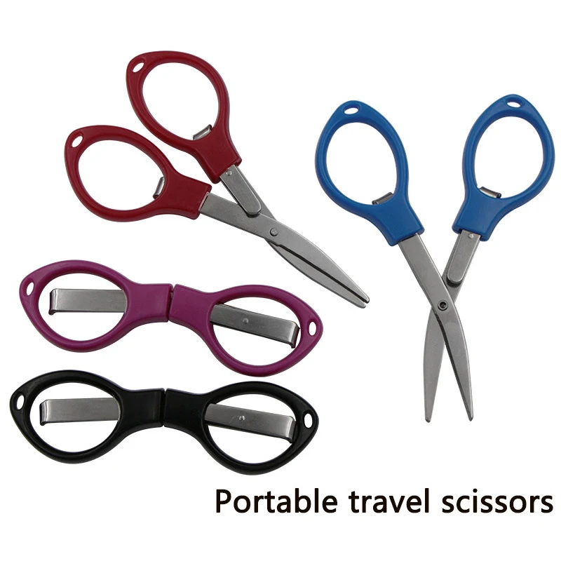 

Household Small Scissors Portable Folding Storage Scissors Sharp Stainless Steel Blades Sewing Folding Scissors Fishline Scissor