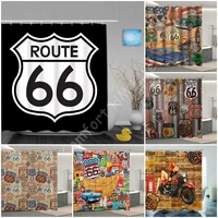 polyester fabric waterproof shower curtain set with 12 plastic hooks home decorative bath curtains us route 66 sign 72x78 inches