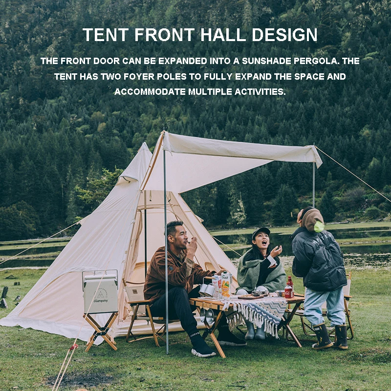 

Family Pyramid Tent Large Space Luxury Material Pentagonal Tent Sunshade And Sunscreen For Large Family Of Four Person