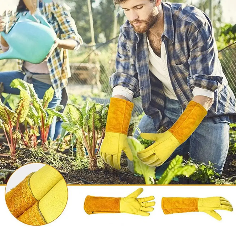 

1 Pair Gardening Glove Anti-scratch Effective Faux Leather Practical Heat-resistant Protective Glove for Planting