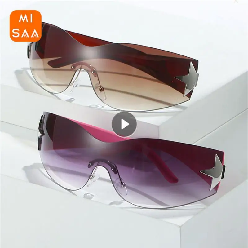 

Lens Height 50mm Sun Glasses Full Toughness Goggles Irregular Brand Rivet Flat Glasses Lens Width 76mm Integrated Sunglasses Pc