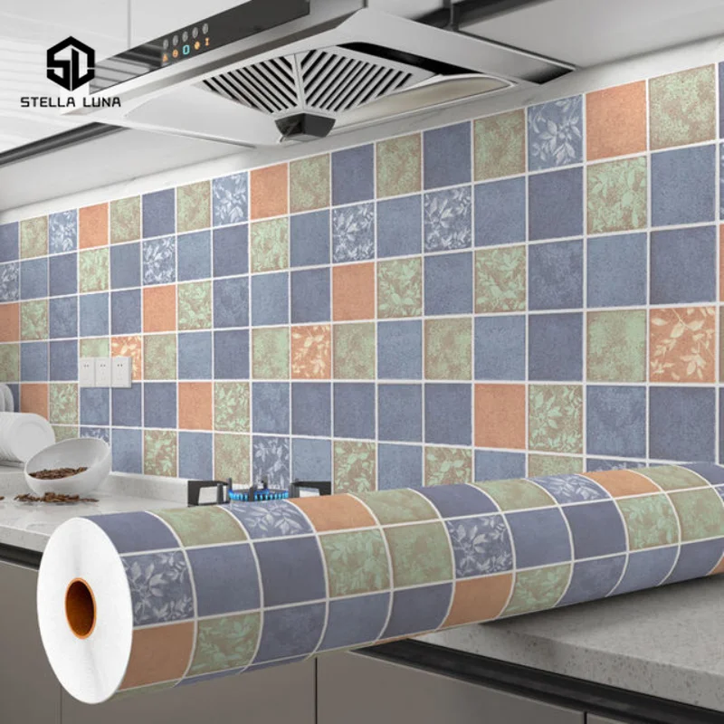 Маслостойкие настенные наклейки 2 м/5 м для кухни, утолщенные самоклеящиеся обои, комнатный декор, водонепроницаемые настенные декоративные обои с отклеиванием и наклейкой