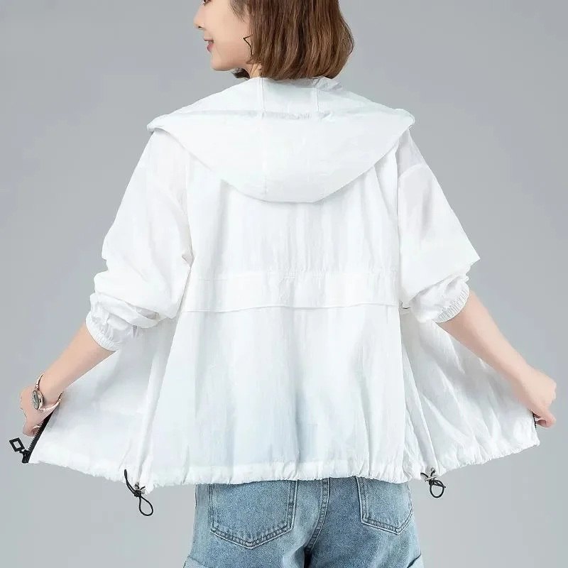 Женская куртка новинка 2022 солнцезащитное тонкое пальто ветровка с капюшоном