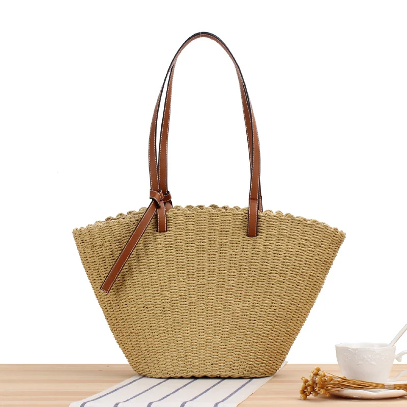

Модная соломенная сумка-корзина через плечо, дизайнерские плетеные женские сумочки ручной работы, летняя пляжная большая сумка-тоут с Бали, большой кошелек 2023
