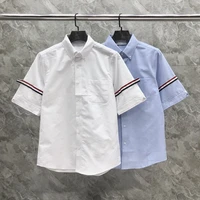 2022 autumn shirts mens oxford short sleeve casual tb tnom shirts pocket comfortable standard fit button down tb cotton shirt