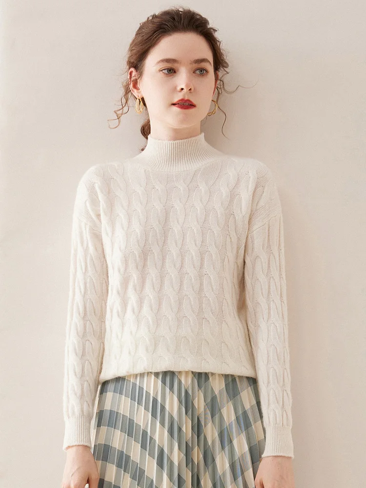 100% кашемировая вязаная одежда женский зимний свитер винтажный стиль базовый