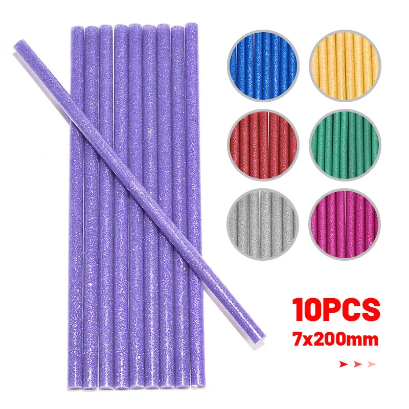 

10 шт., цветные Клеевые стержни 7x200 мм для клеевого пистолета