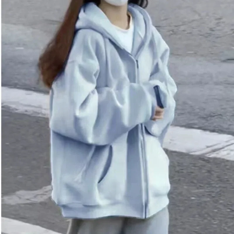 Осень-зима 2024 новый стиль толстовка с капюшоном женская повседневная свободная