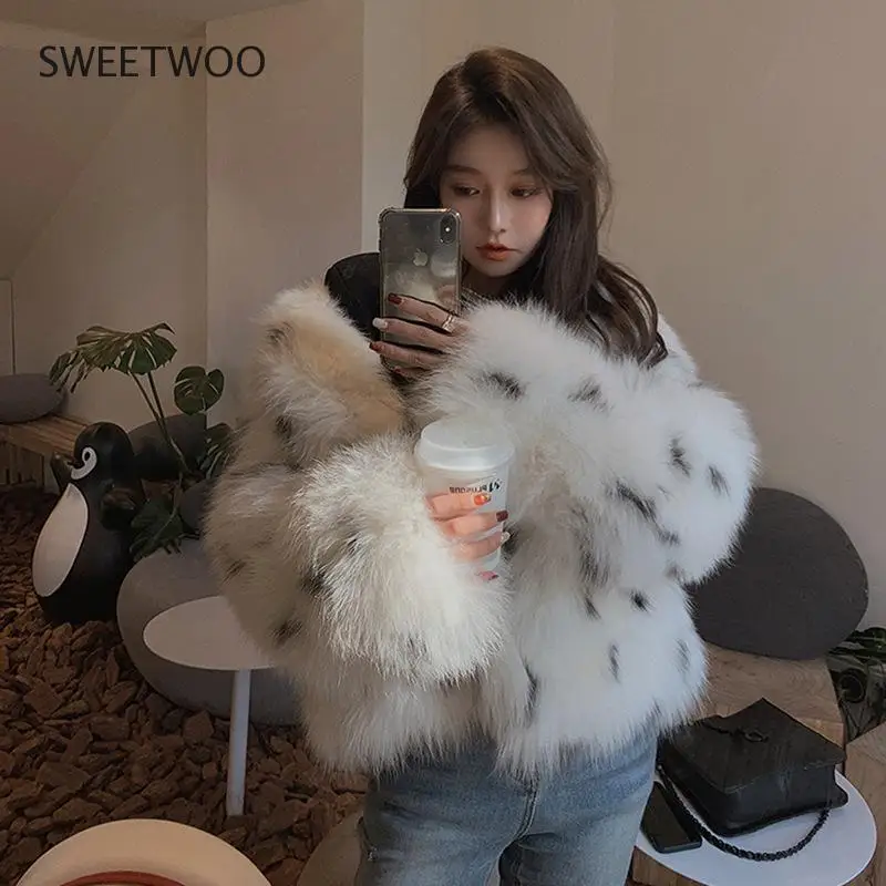 Women's Winter New Fox Fur Imitation Coat Young Short Han Edition Leopard Print Fashion Fur Coat Casual Jacket Contracted Slim