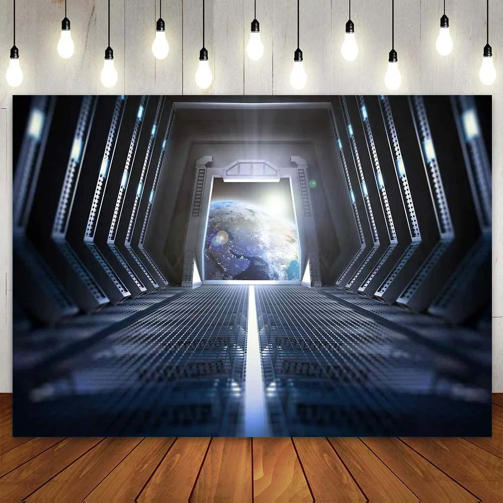 

Space Spaceship Interior Planet Earth Birthday Party Backdrop Universe Galaxy Photography Background for kids Boys Men Portrait