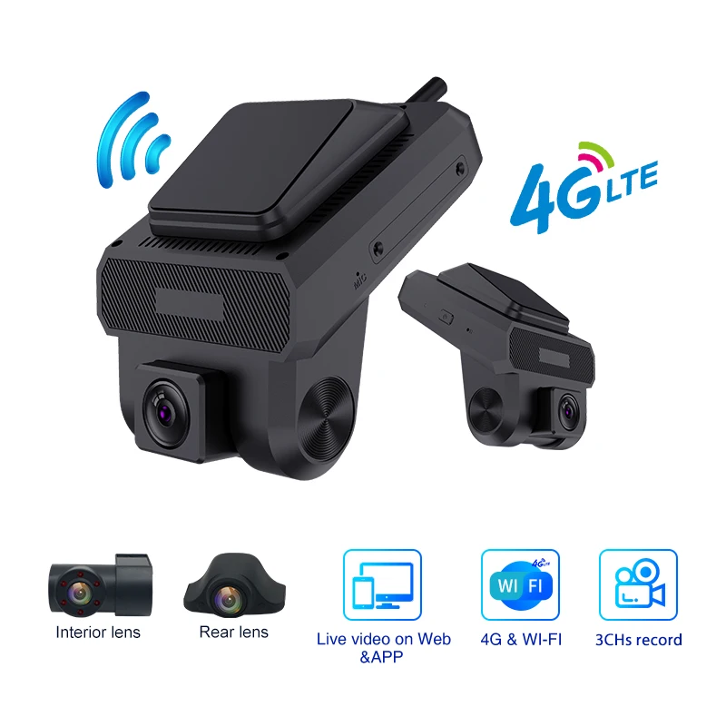 

4g Sim Cloud Car Dash Camera Dvr With ADAS WIFI GPS Hd Car Dvr Front And Rear Inside Dash Cam 3 Lens Dashcam 4g Dashcam