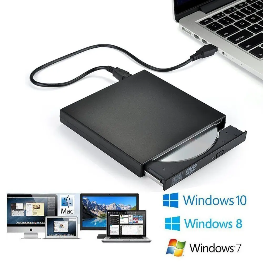 

Тонкий внешний оптический привод USB 2,0 DVD комбинированный DVD проигрыватель CD-RW устройство записи Plug and Play для Macbook ноутбука настольного ПК