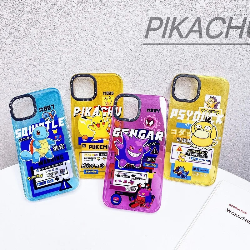 

Kawaii Pokemon Pikachu Psyduck Phone Case Squirtle Anime Cute Cartoon Girly Heart iPhone 12/13 Pro/14 ProMax Toy for Girls