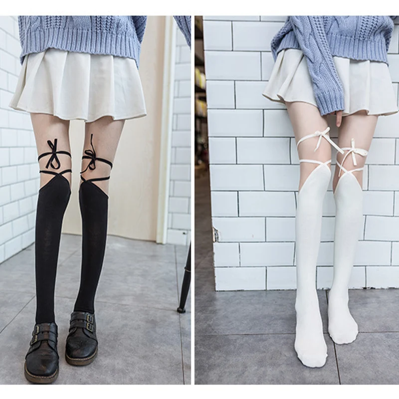 

Lolita JK Cross-tie Over-knee Socks Cute Woman Sexy Long Tube Uniform Calf Socks Female Japanese Middle and High Tube Stocking