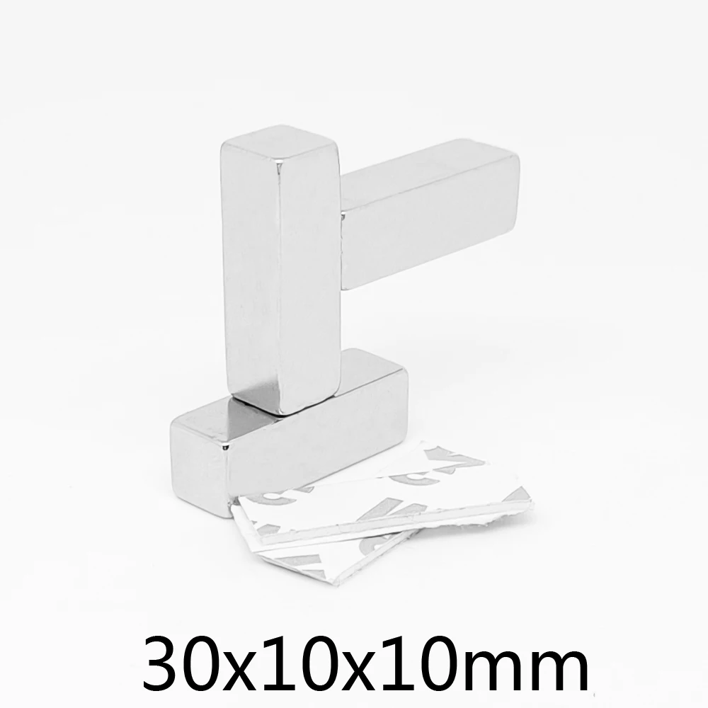 

1/2/5/10/15/20PCS 30x10x10mm Block Rare Earth Neodymium Magnet With 3M Self - Adhesive 30x10x10 Permanent Strong Magnet 30*10*10