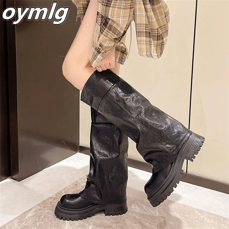 Увеличивающие рост модные сапоги женские новые длинные до колена