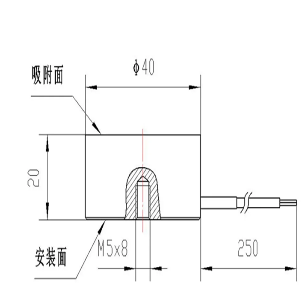 Электромагнит круглый XRN-XP40X20 (P40X20) DC12V 24V, 40x20мм, сила притяжения 25 кг, соленоид с присоской (art.: 3920db0277540) - 3920db0277540
