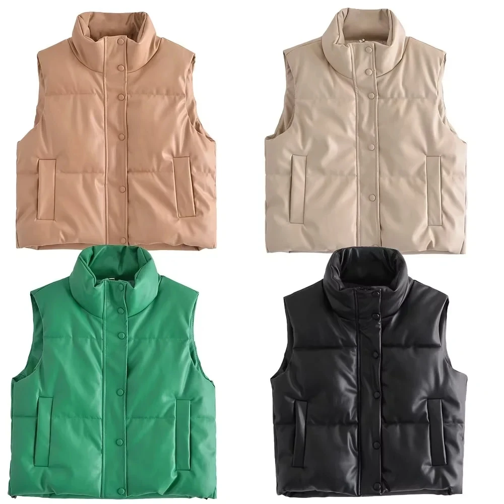 

Модные жилеты из искусственной кожи, куртки для женщин 2022, Куртки из искусственной кожи на молнии, женский жилет, жилет с хлопковой подкладкой для женщин