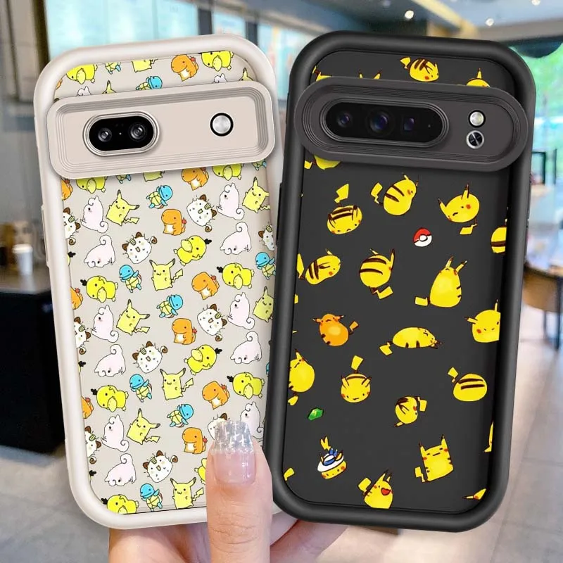 Фото P-Pokemones P-Pikachus аниме для Google Pixel 9 8A 8 7 7A Pro XL 5G Eye Ladder Мягкий противоударный чехол из ТПУ для телефона №1