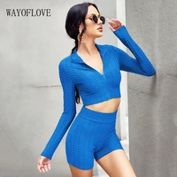 wayoflove sports yoga sets women seamless two piece gym set crop top shorts sportswear suits workout outfit fitness wear clothes