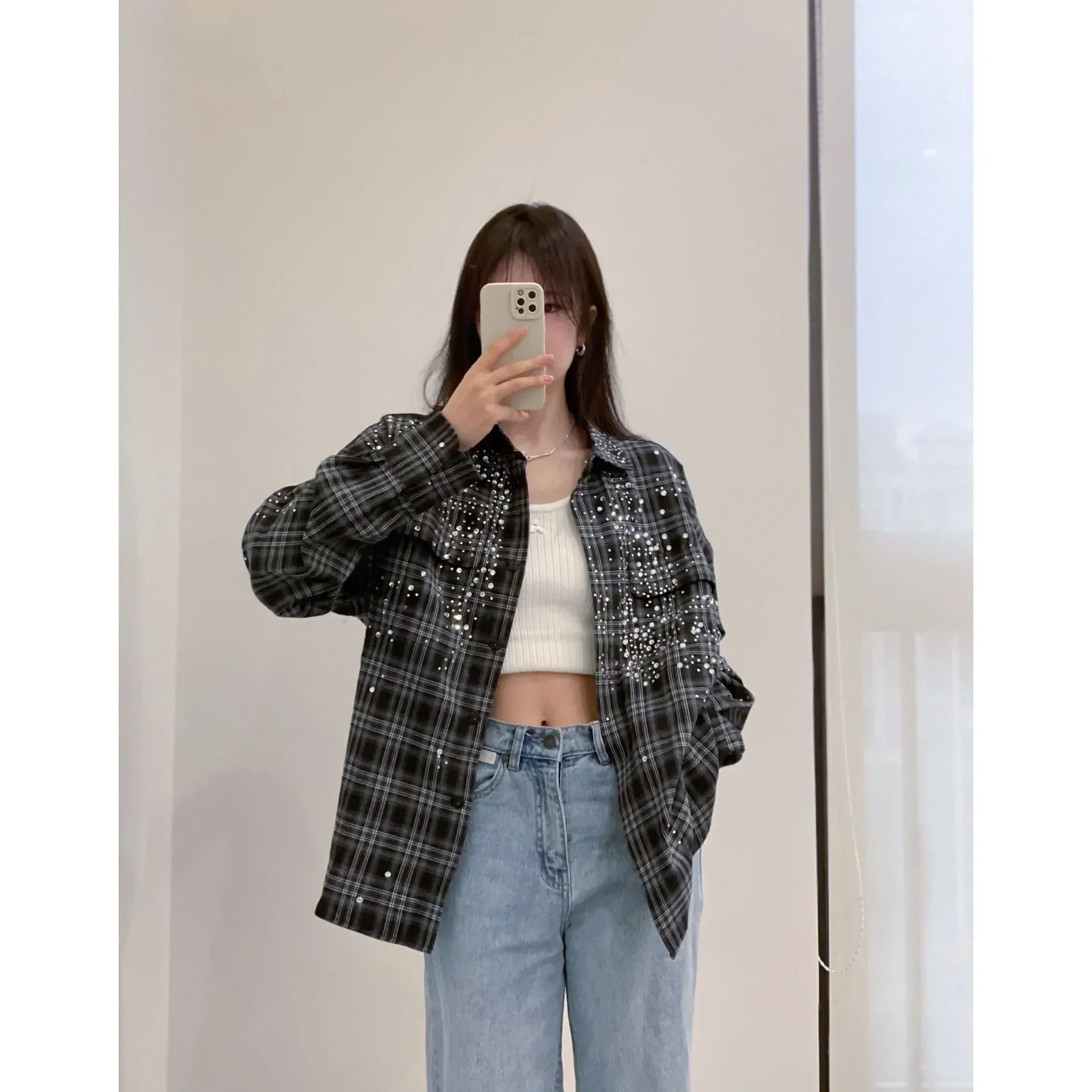 Осенне-зимняя Осенняя осенне-зимняя Ослепительная популярная рубашка с длинными