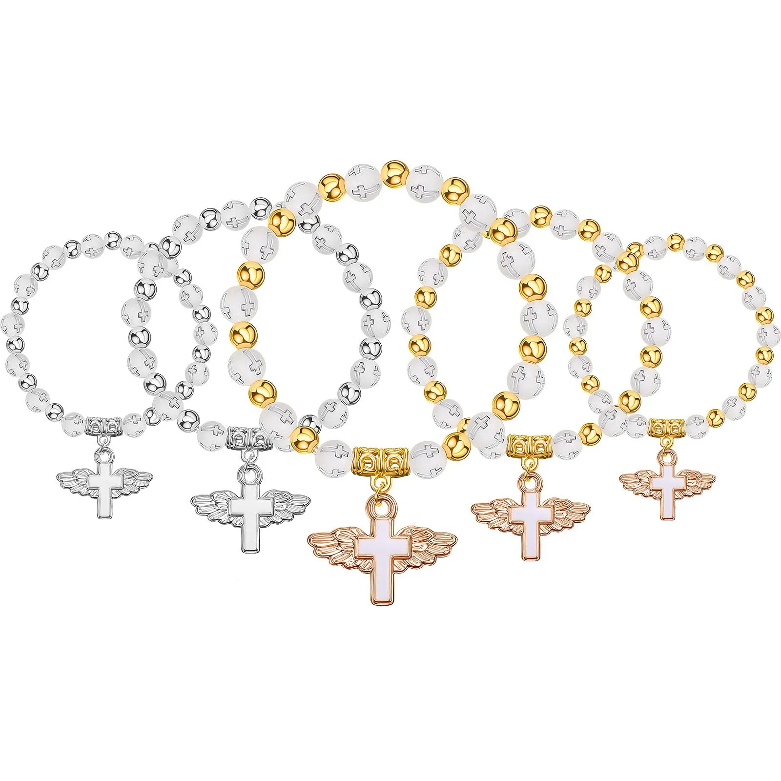 

18Pcs Baptism Favors Wing Cross Bracelet Baptismal Souvenirs Bracelet Rosary Souvenirs Baptismal Communion Baptism
