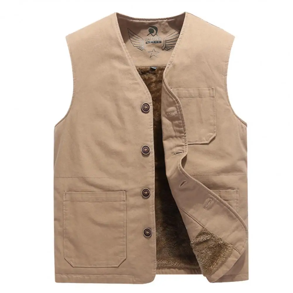 

Men Winter Vest Photographer Waistcoat Pure Color Waistcoat