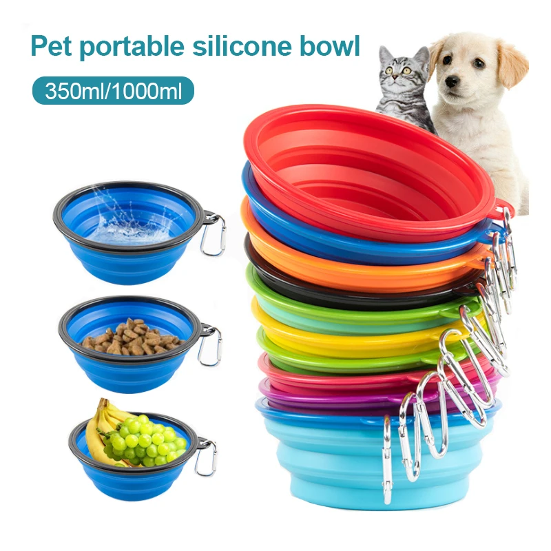 Dog Bowls Pet Folding Bowl Food Bowl Retractable Portable Cat Food Bowl Silicone Dog Food Container Pet Bowl Dog Accessories