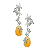 fashion sea world starfish earrings classic women yellow color stone party beach earrings aretes de mujer modernos 2022