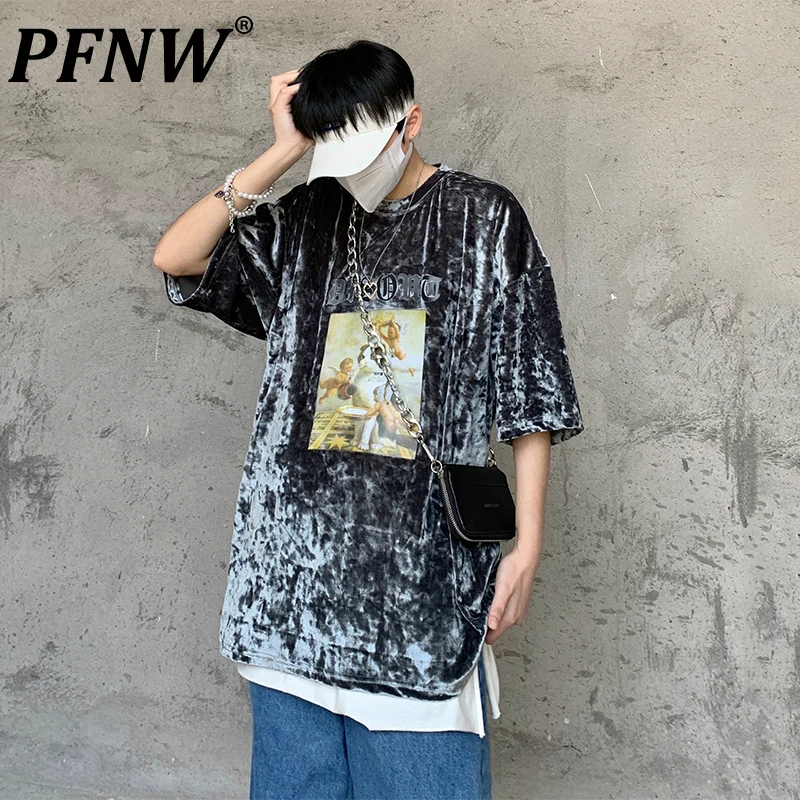 

PFNW Spring Summer New Men's High Street Tie Dyed Short Sleeve T-shirts Handsome Outdoor Niche Baggy Casual Fashion Tops 28A1445