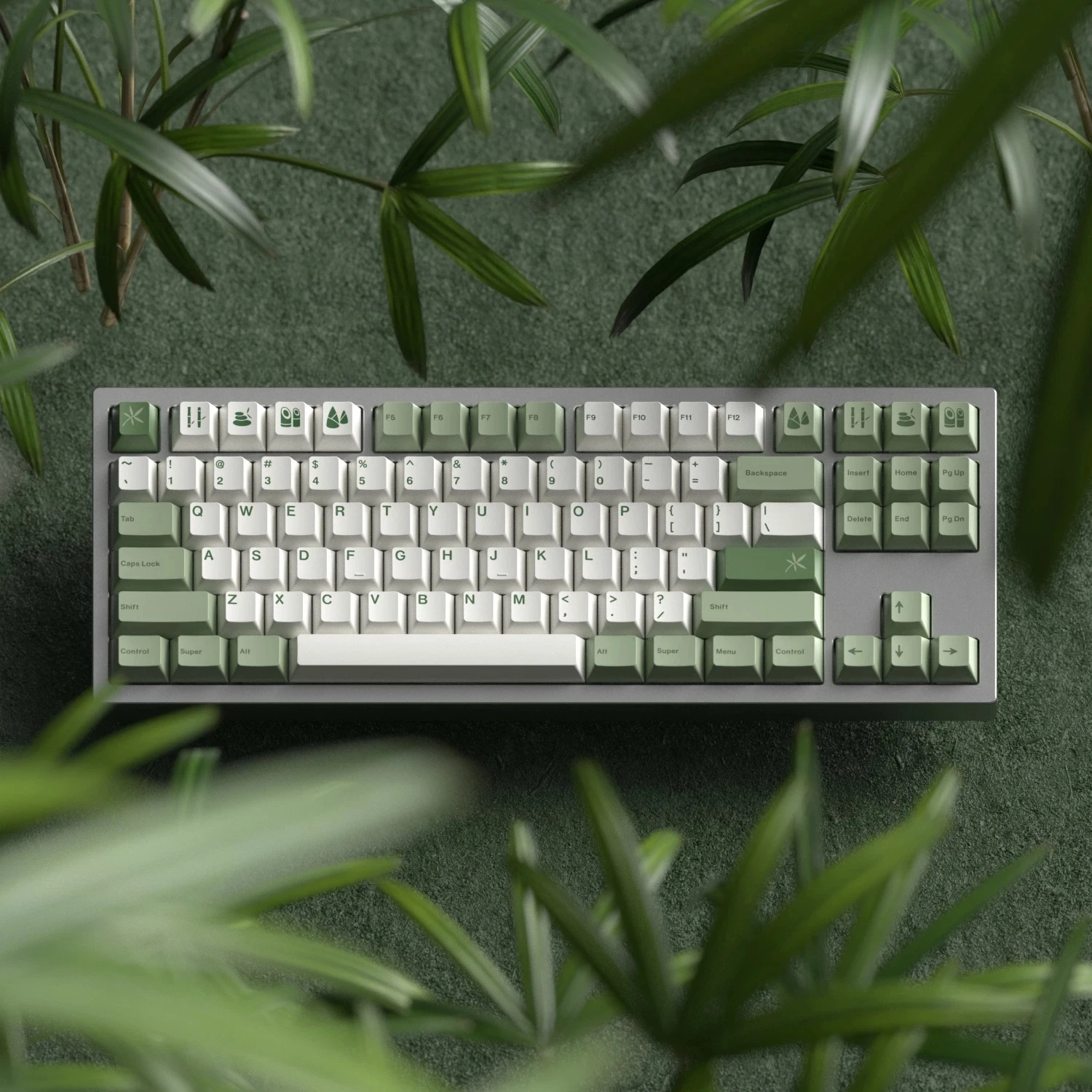 

1 Set Bamboo Forest Keycaps PBT Dye Subbed Key Caps Cherry Profile Warm White Keycap For 61 64 68 980 75 87 HHKB GMK Botanical