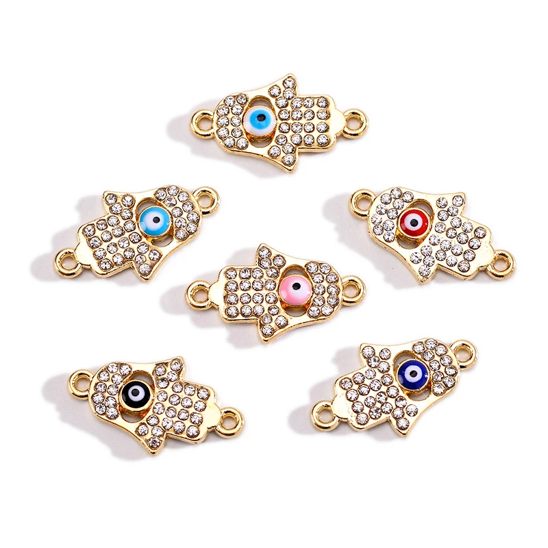 

10Pcs Colorful Demon Eyes Turkish Blue Eyes Enamel Jewelry Connector for Bracelet Necklace DIY Handmade Rhinestone Alloy Pendant