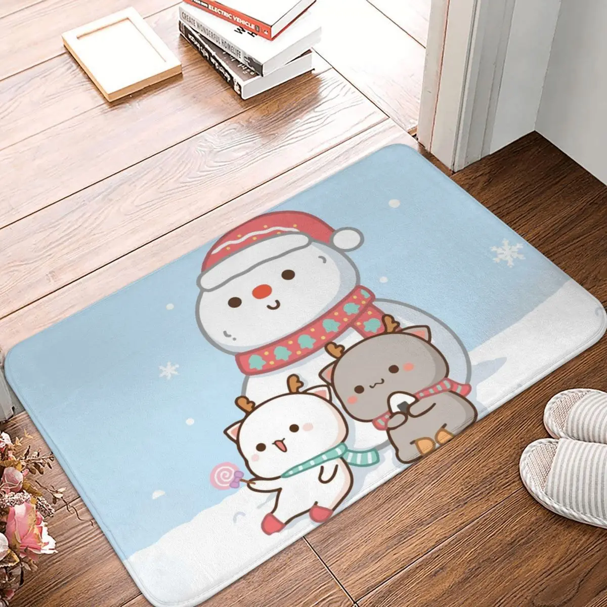 Персик и Гома кошка мочи снеговик полиэстеровый коврик нескользящий водостойкий