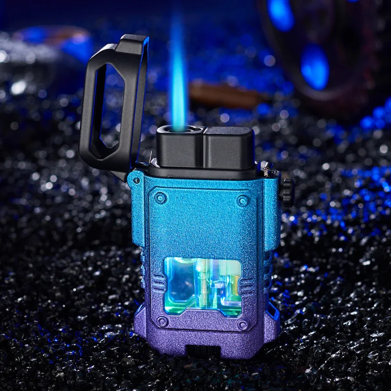 

Metal Gradient Butane Gas Lighter Visible Transparent Flash Light Windproof Cigar Lighters Smoking Accessories Gadgets for Men