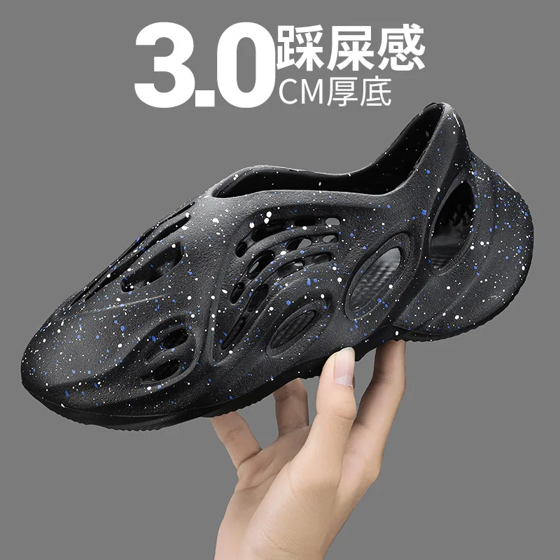 

Hot Man Beach Sandals EVA Men Hollow Garden Shoes Tie-dyed Designer Hole Slippers Sneakers Water Shoes Slip On Foam Runner