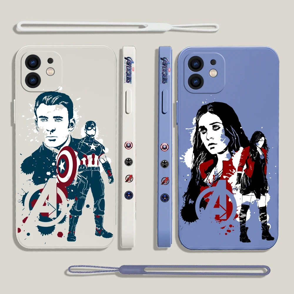 

Marvels Iron Man Scarlet Witch Superhero Phone Case For iPhone 14 13 12 11 Pro Mini X XR XS MAX 8 Plus Silicone with Hand Strap