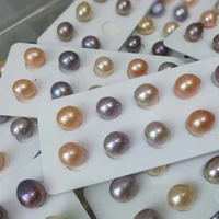 5 pairs gorgeous multicolors 11 12mm near drop pearl half drilled pairs