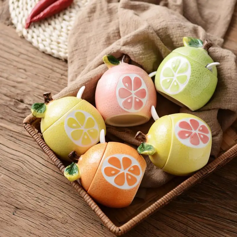 

New Ceramic Seasoning Jar Kitchen Supplies Fruit Seasoning Box Creative Fruit Jar
