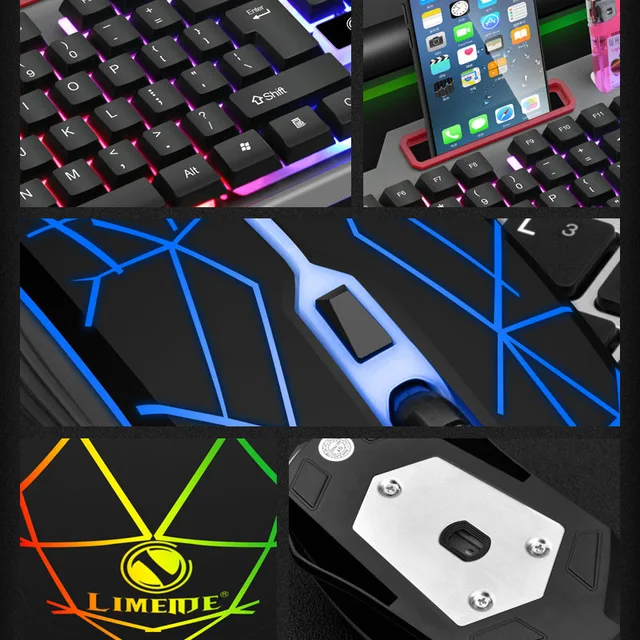 T19 Metal Luminous Computer Keyboard and Mouse Set USB Wired Game Colorful Backlight Mechanical Feel Keyboard and Mouse 2